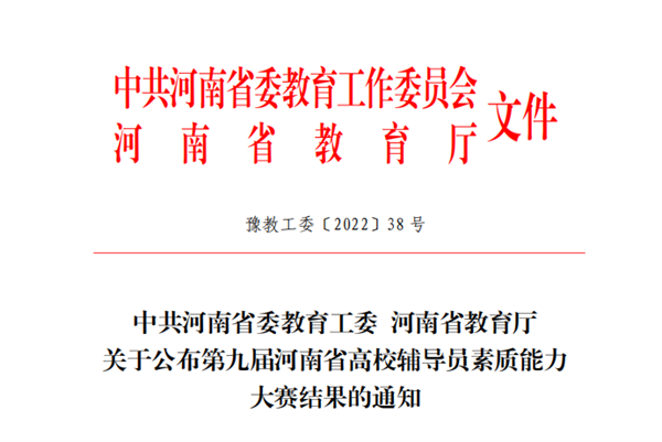 网投官网在河南省第九届高校辅导员素质能力大赛中喜获佳绩
