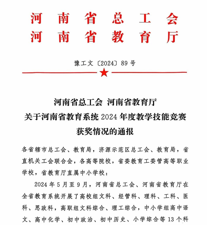 喜报！网投官网教师在2024年度全省教学技能竞赛中荣获佳绩